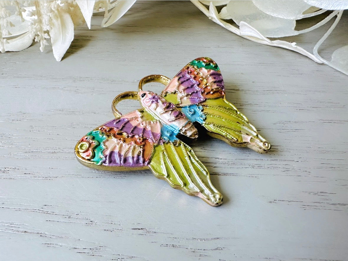 Vintage Butterfly Brooch, Colorful Rainbow Pastel Enamel Butterfly Pin 3