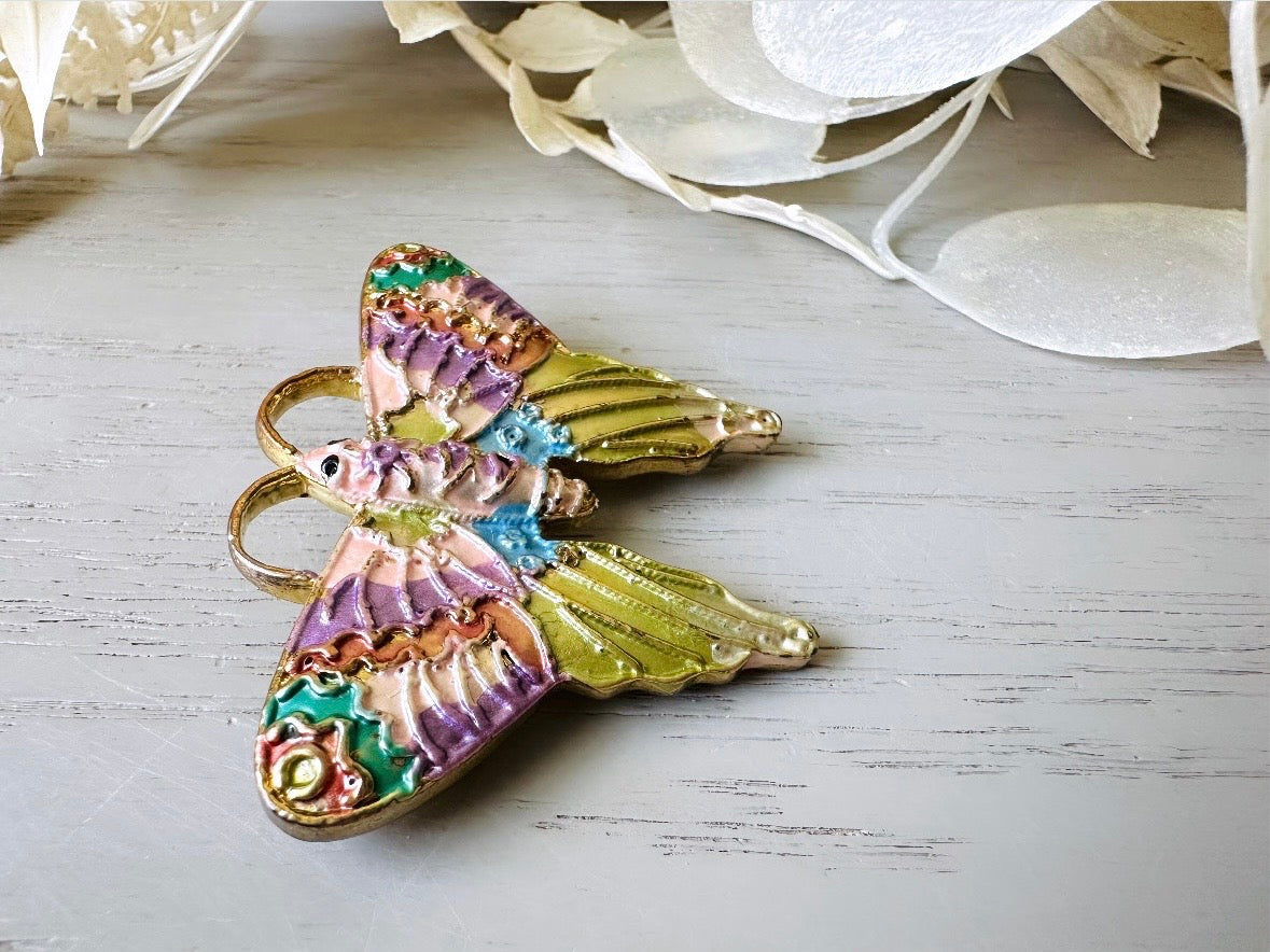 Vintage Butterfly Brooch, Colorful Rainbow Pastel Enamel Butterfly Pin 6