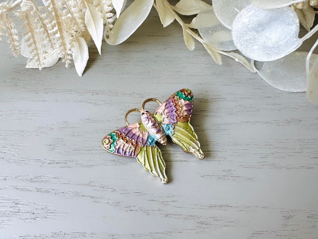 Vintage Butterfly Brooch, Colorful Rainbow Pastel Enamel Butterfly Pin 9
