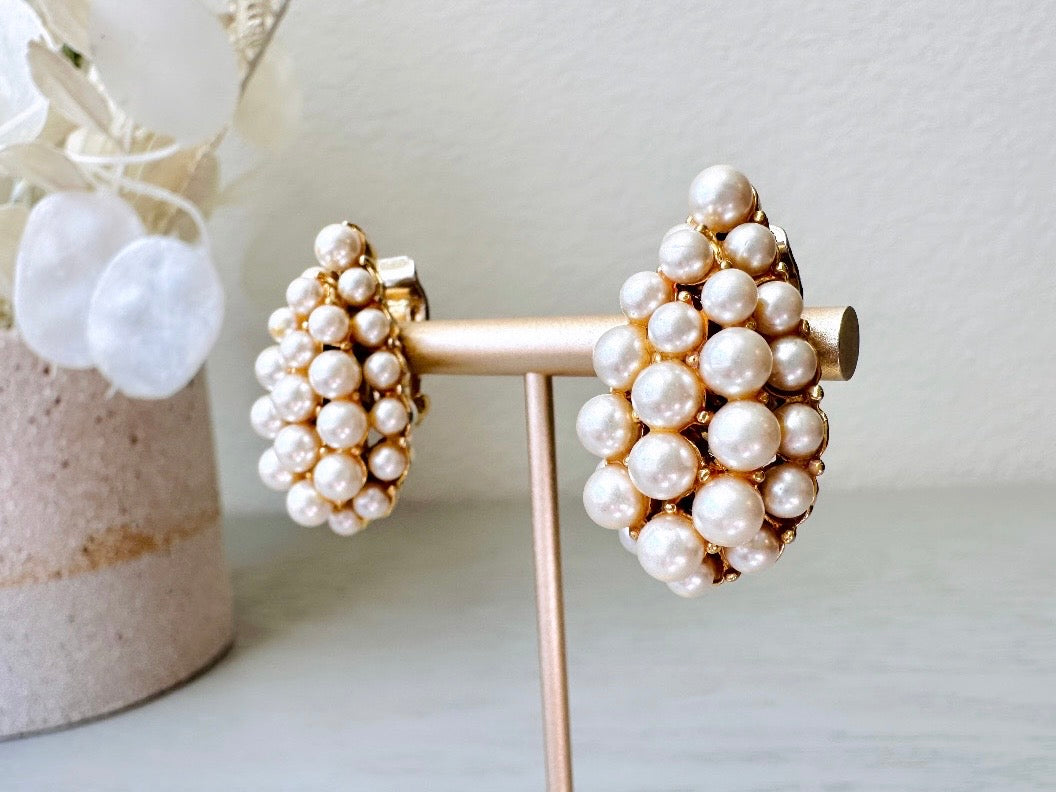 Vintage Cream Pearl Oversized Teardrop Statement Earrings from Piggle and Pop