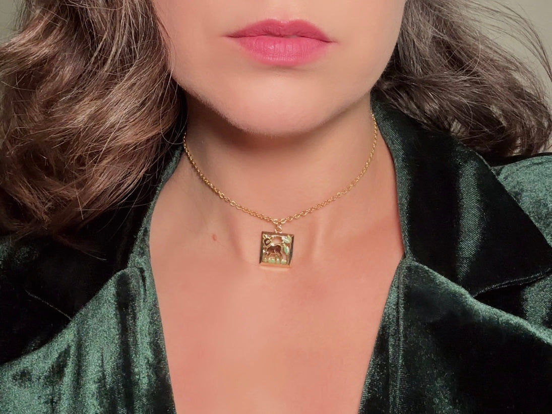 Vintage Deer Necklace, Dainty Woodland Children's Necklace