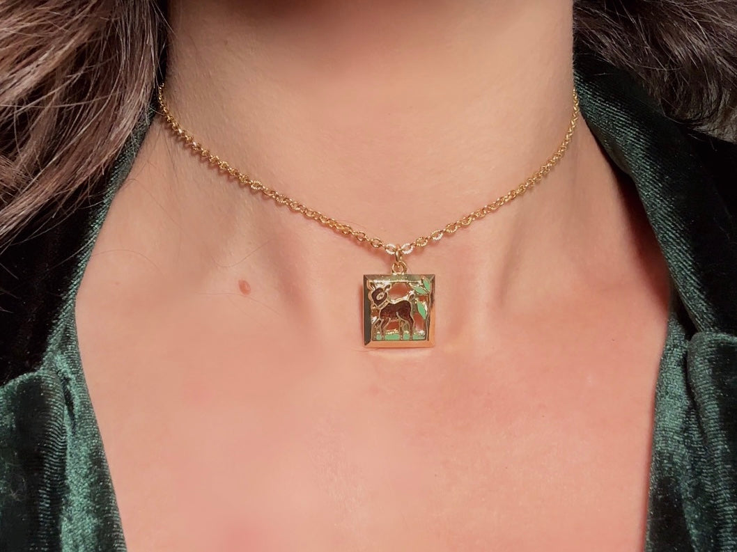 Vintage Deer Necklace, Dainty Woodland Children's Necklace