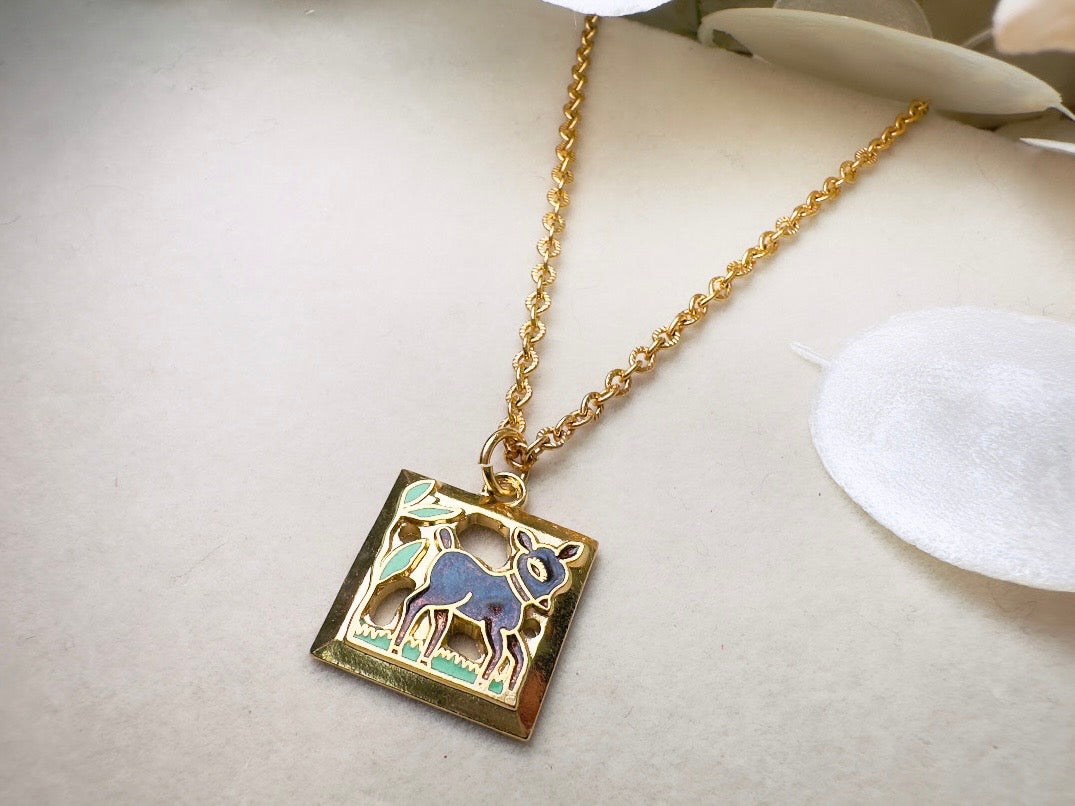 Vintage Deer Necklace, Dainty Woodland Children's Necklace