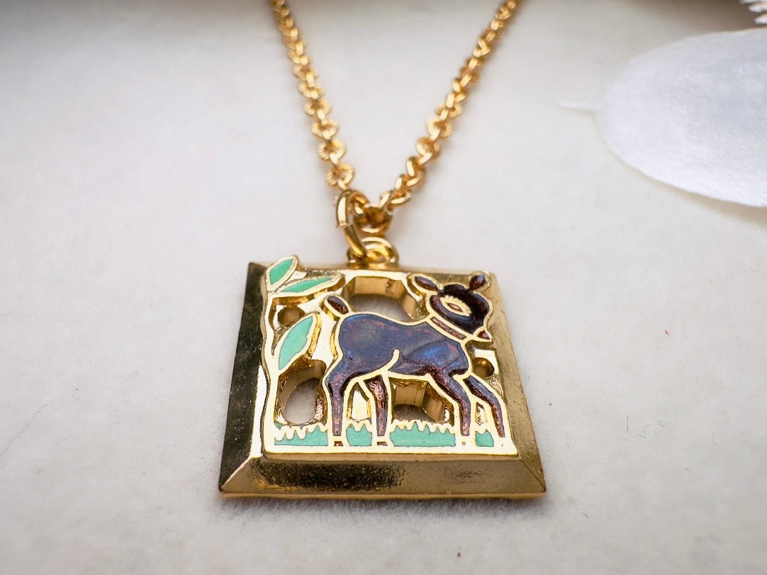 Vintage Deer Necklace, Dainty Woodland Children's Necklace