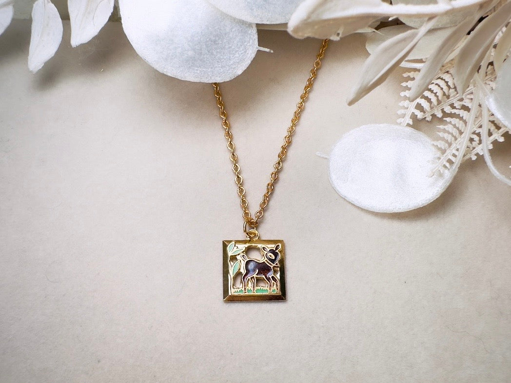 Vintage Deer Necklace, Dainty Woodland Children's Necklace