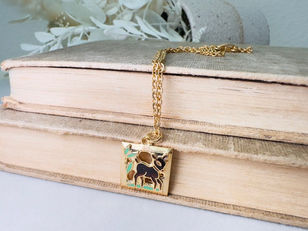 Vintage Deer Necklace, Dainty Woodland Children's Necklace