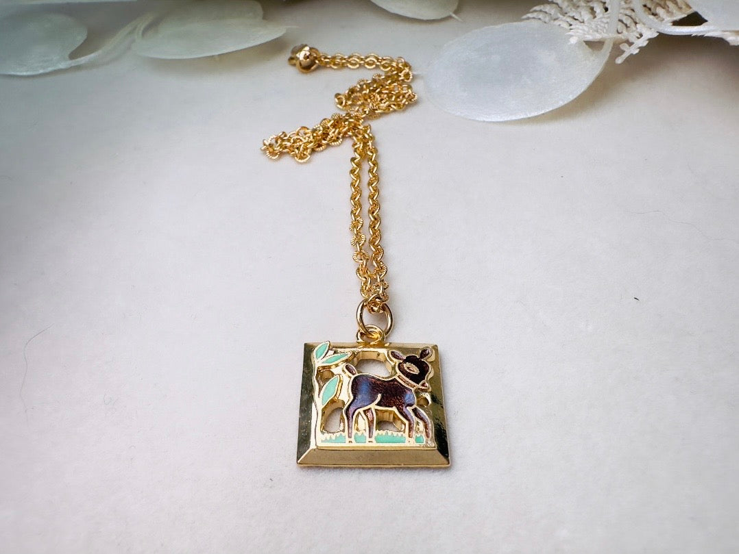 Vintage Deer Necklace, Dainty Woodland Children's Necklace