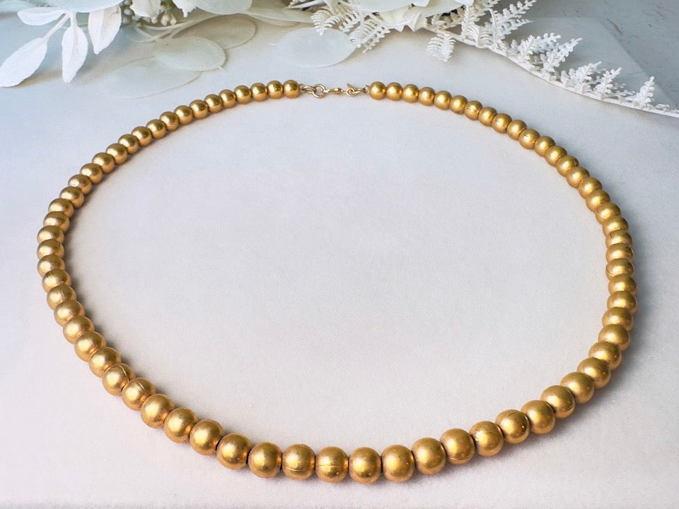 Vintage Gold Ball Necklace, Signed Monet Necklace, 18" Beaded Gold Necklace