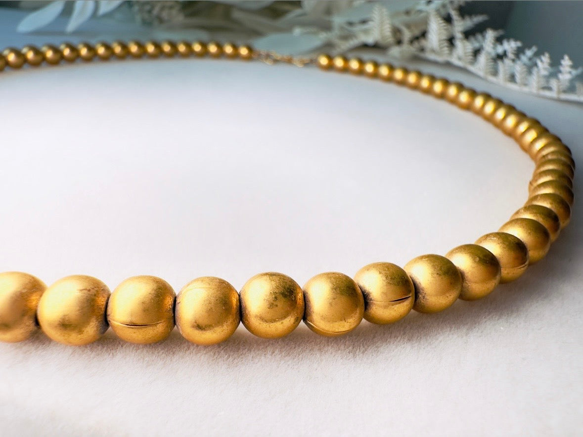 Vintage Gold Ball Necklace, Signed Monet Necklace, 18" Beaded Gold Necklace