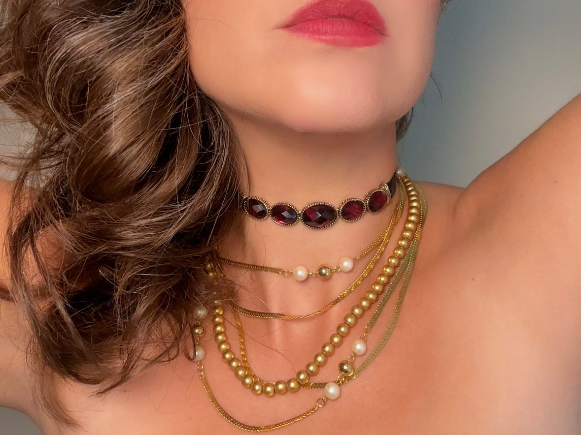 Vintage Gold Ball Necklace, Signed Monet Necklace, 18" Beaded Gold Necklace