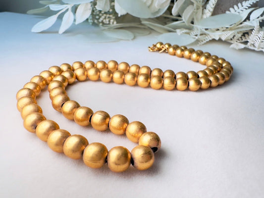 Vintage Gold Ball Necklace, Signed Monet Necklace, 18" Beaded Gold Necklace for Layering Necklace Stack