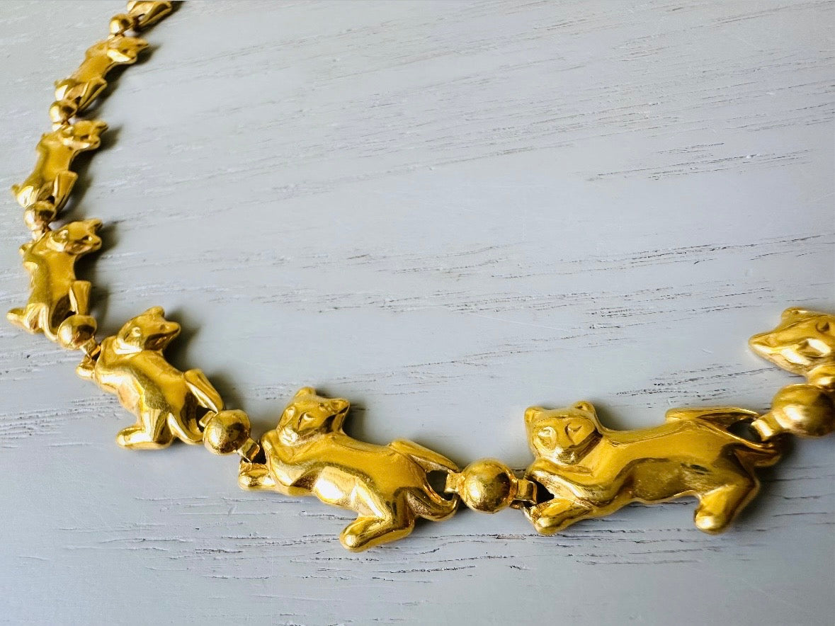 Vintage Gold Cat Necklace, Cute Avon Novelty Cat Necklace 2