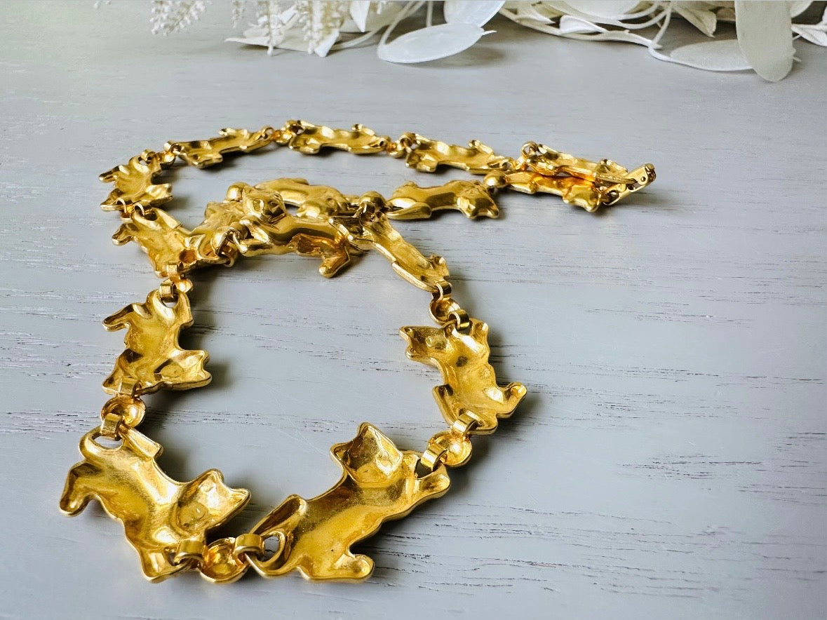 Vintage Gold Cat Necklace, Cute Avon Novelty Cat Necklace 3