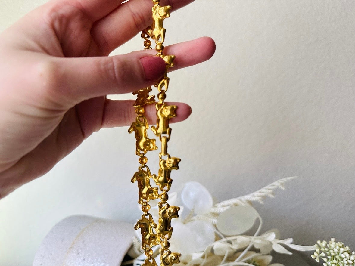 Vintage Gold Cat Necklace, Cute Avon Novelty Cat Necklace 4