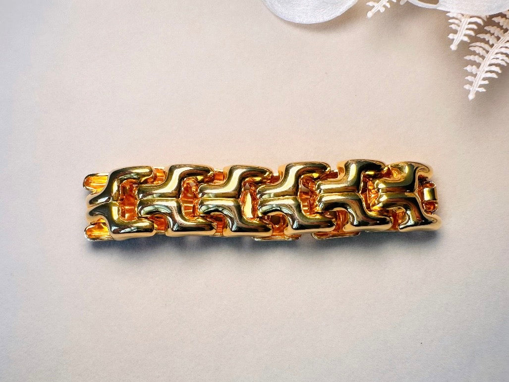 Vintage Gold Chain Bracelet, Thick 80s Chunky Gold Link Bracelet