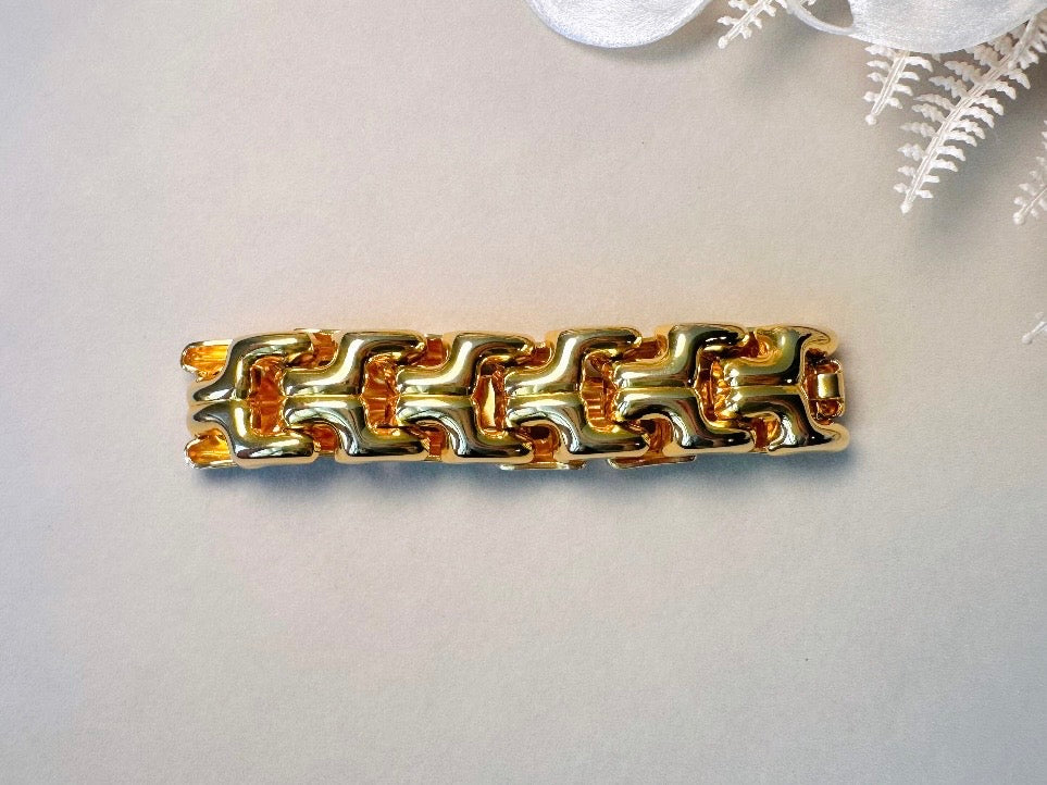 Vintage Gold Chain Bracelet, Thick 80s Chunky Gold Link Bracelet