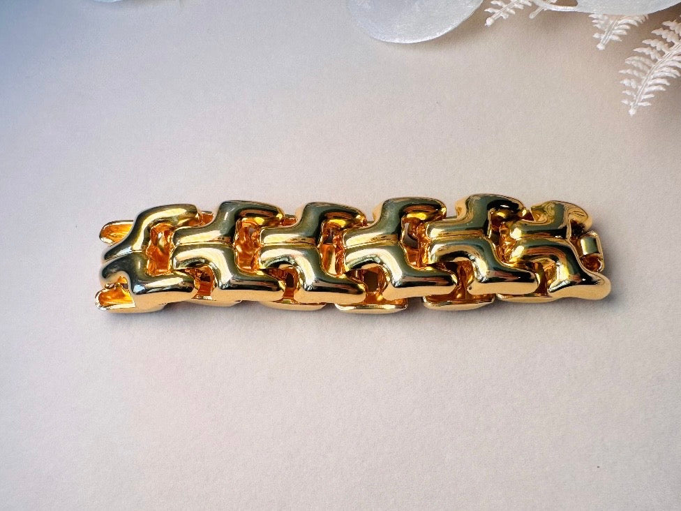 Vintage Gold Chain Bracelet, Thick 80s Chunky Gold Link Bracelet
