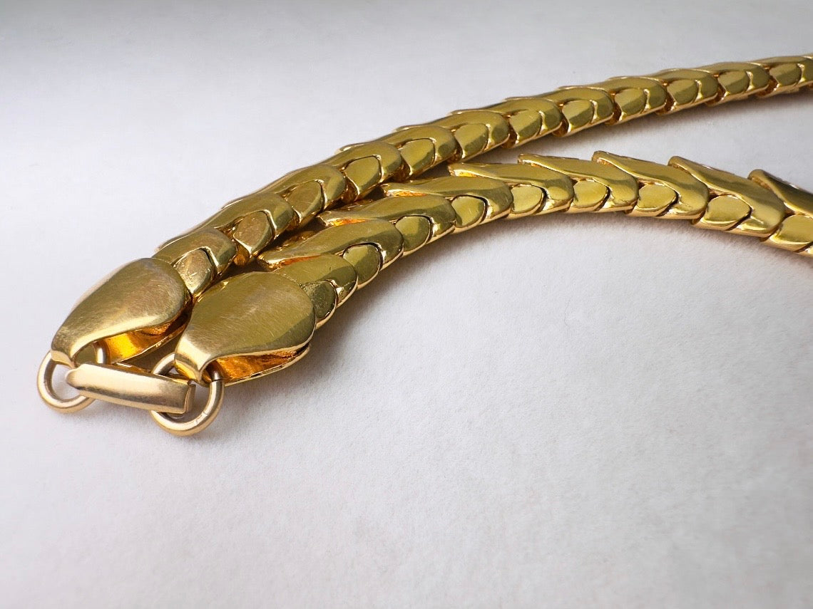 Vintage Gold Collar Necklace, Signed Napier Interlocking Chain Necklace, Designer 80s Articulated Choker Necklace