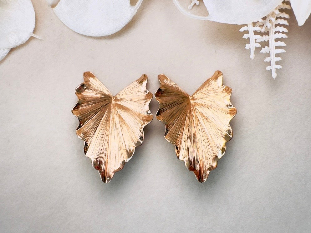 Vintage Gold Leaf Earrings, 1960s Designer Napier Clip On Earrings