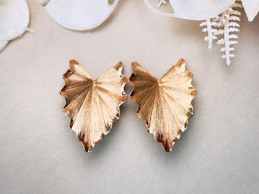 Vintage Gold Leaf Earrings, 1960s Designer Napier Clip On Earrings