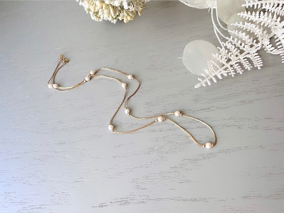 Vintage Gold Monet Necklace with Cream Pearls