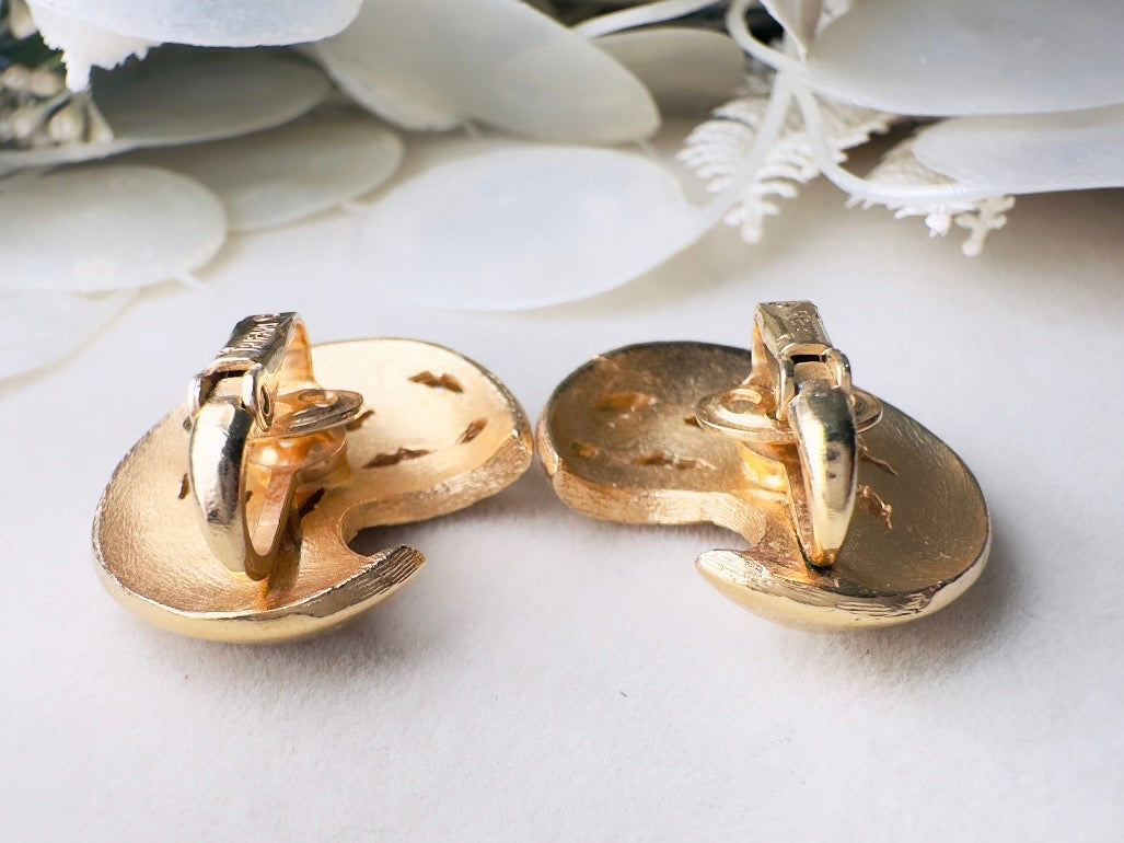 Vintage Gold Moon Earrings, 1960s Trifari Vintage Designer Earrings 1