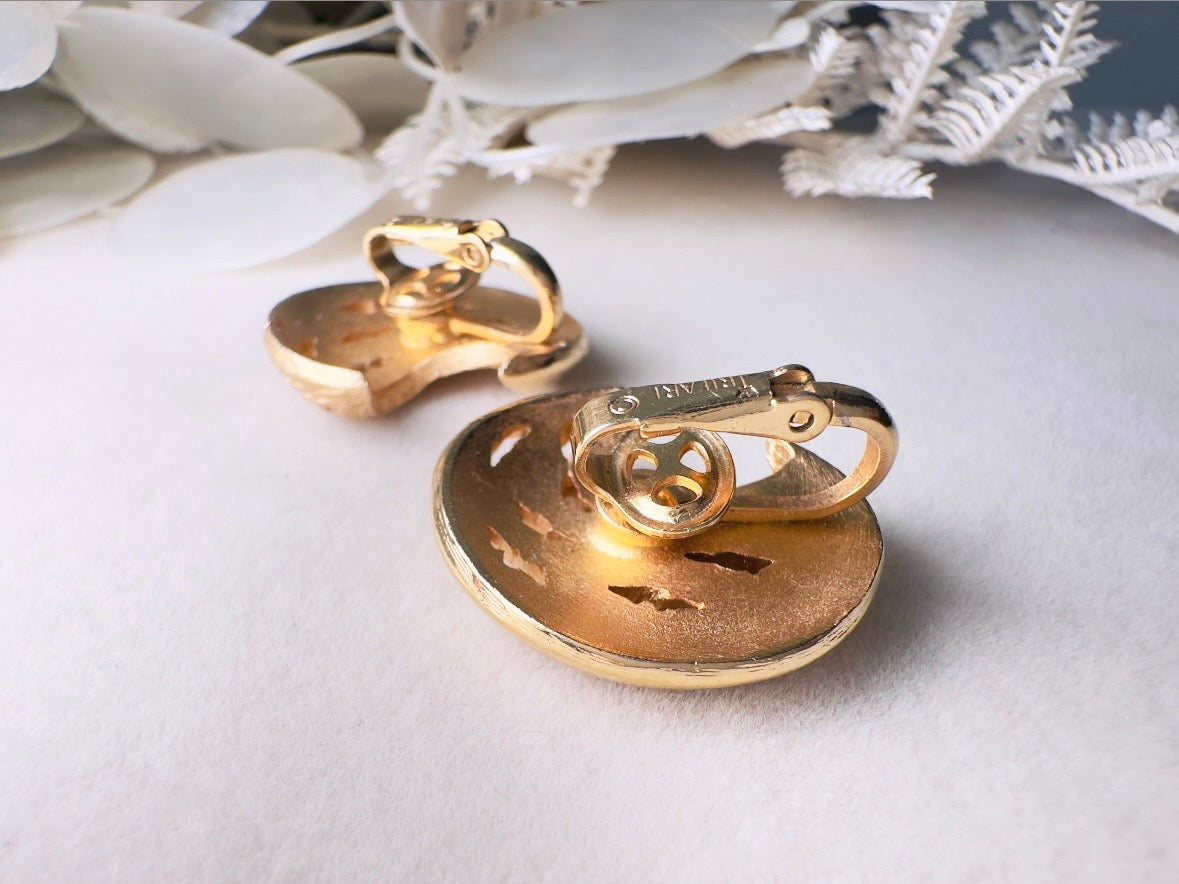 Vintage Gold Moon Earrings, 1960s Trifari Vintage Designer Earrings 1