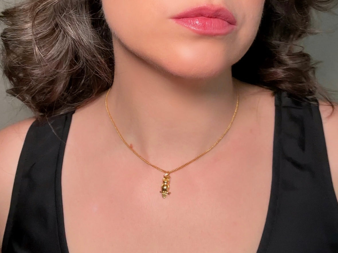 Vintage Gold Owl Pendant Necklace, 1981 Dainty Vintage Avon Owl Necklace 7