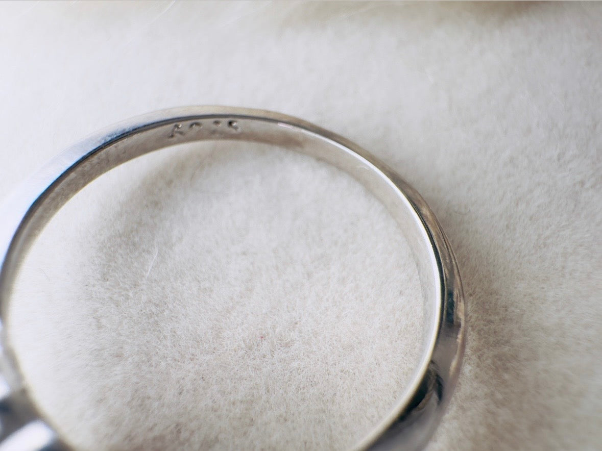 Vintage Heart Ring, Pink and Silver Size 7.5 Fitted Ring, Valentines Day Jewelry