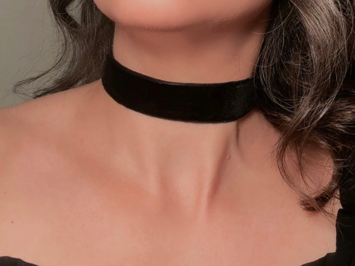 Vintage Jacquard Ribbon Choker, Handmade Black Velvet and Orange Celtic Cross Double Sided Reversible Victorian Fabric Necklace