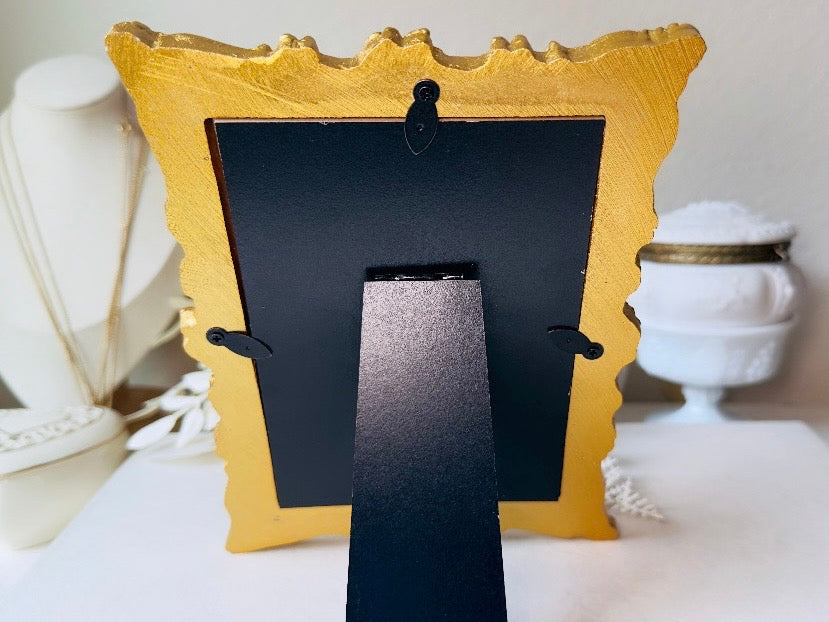 Vintage Jewelry Display Frame, Handmade Victorian Style Rust Orange and Burnished Gold Ring Holder