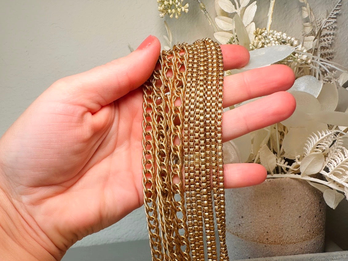 Vintage Monet Multistrand Gold Chain Necklace, Bold Etruscan Six Strand Chunky Gold Cleopatra Choker,