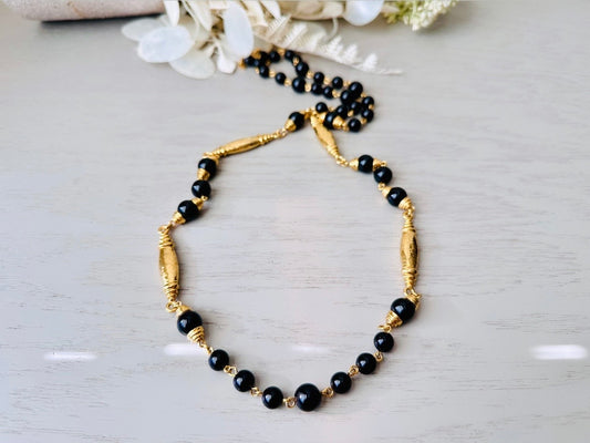 Vintage Monet Necklace, Rare Black and Gold Ultra Long Necklace, Runway Couture Signed Designer VTG, Striking 1980s Stacking Layered Look by Piggle and Pop