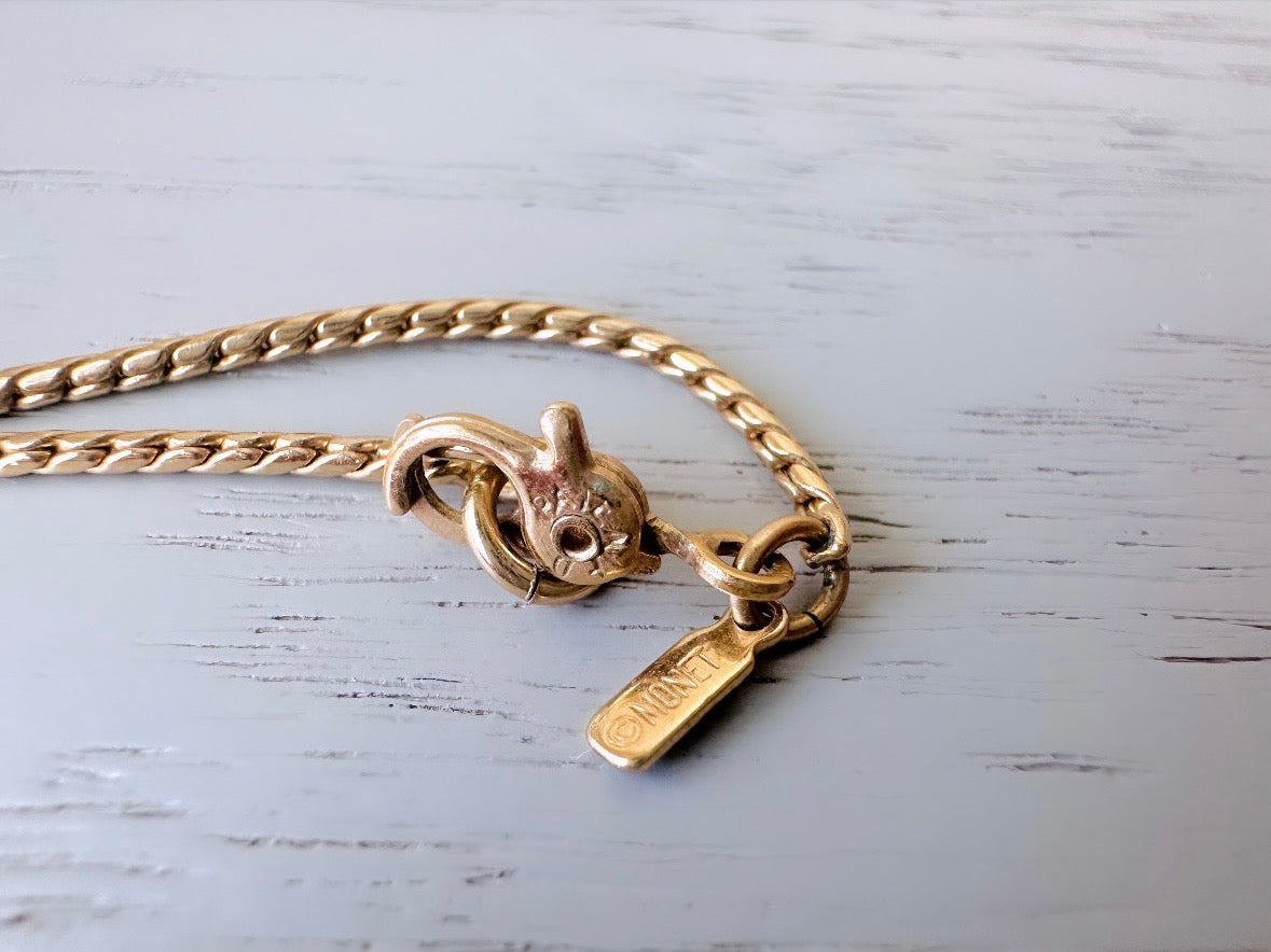 Vintage Monet Necklace in Red and Cream, Classic 80s Enamel Choker, Enameled Slinky Gold Collar Necklace, Monet 80's Geometric Bar Necklace by Piggle and Pop