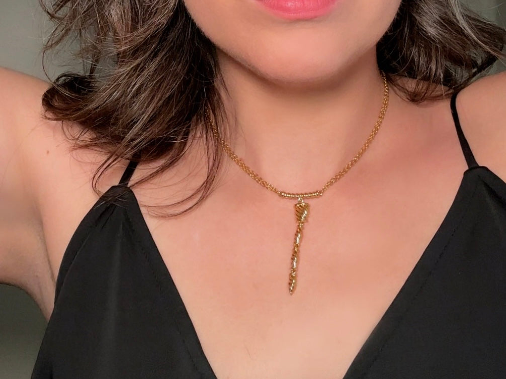Vintage Napier Necklace, Sleek Gold Y Pendant Drop Necklace