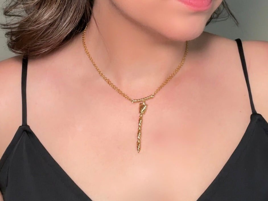Vintage Napier Necklace, Sleek Gold Y Pendant Drop Necklace 1