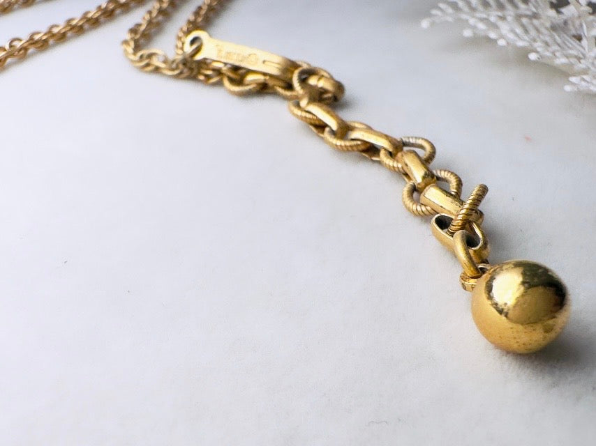 Vintage Owl Necklace, 60s Crown Trifari Jelly Belly Gold Choker with Green Lucite Owl Pendant