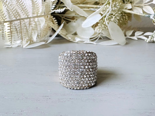 Vintage Pave Ring, Oversized Vintage Pave Rhinestone Cocktail Ring front