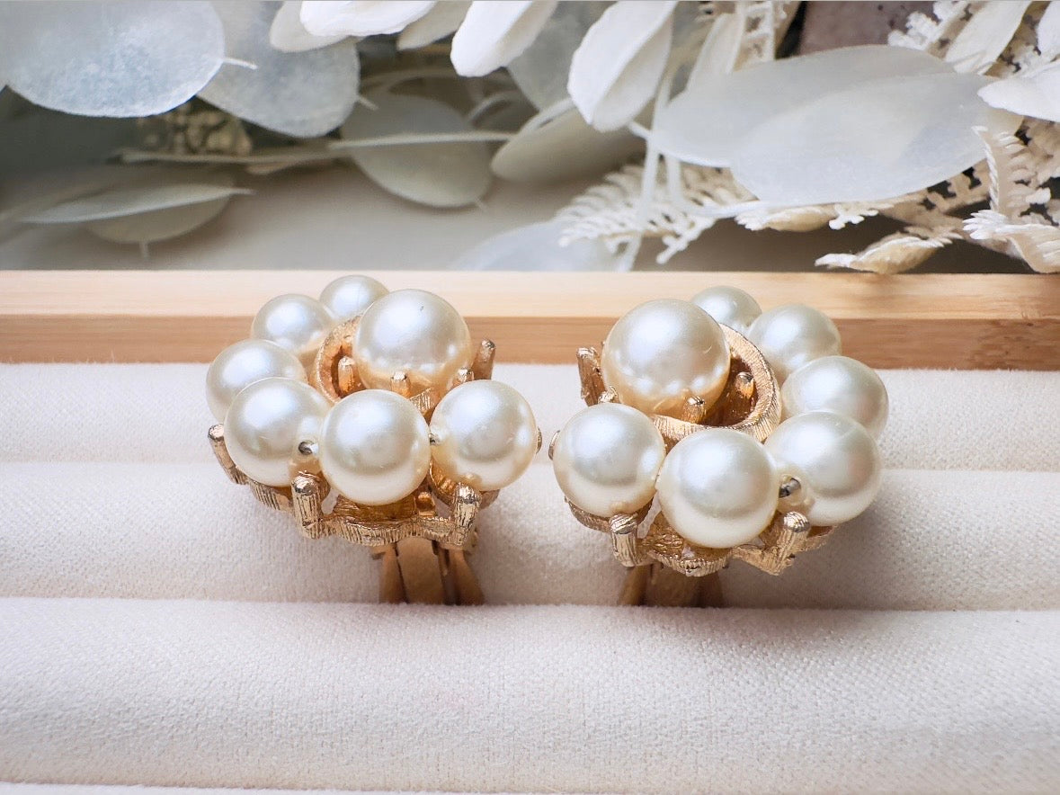 Vintage Pearl Earrings, Oversized Art Deco Cream Pearl Statement Earrings
