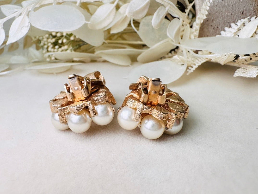 Vintage Pearl Earrings, Oversized Art Deco Cream Pearl Statement Earrings