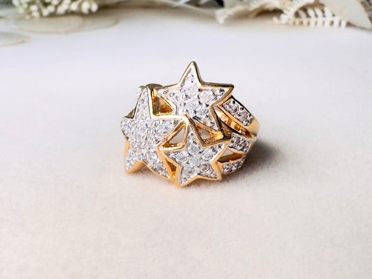 Vintage Star Ring, Sparkling Cubic Zirconia Cocktail Ring Size 5