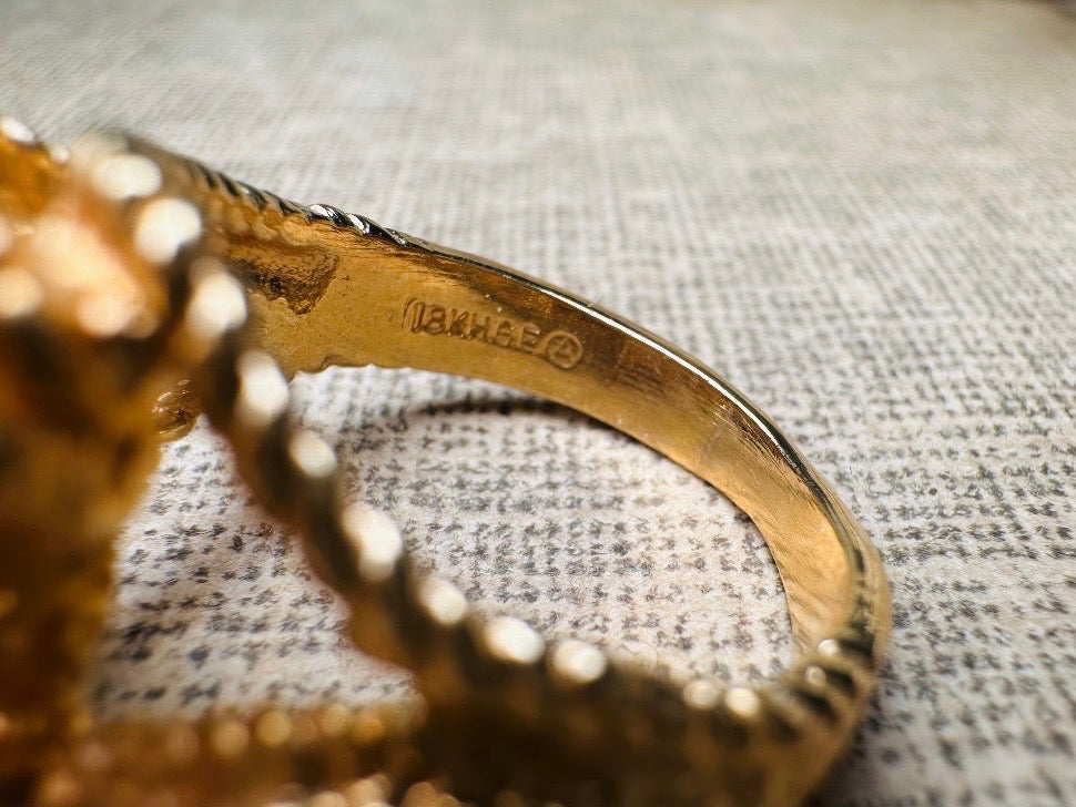 Vintage Statement Ring, Park Lane Twisted Rope Gold Ring with Swarovski Crystal Accents, Chunky Multi Stone Vintage Cocktail Ring 18K Size 6
