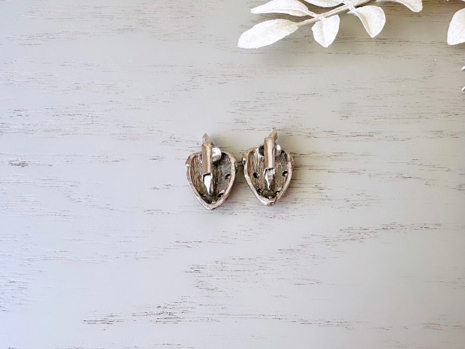 Vintage Strawberry Rhinestone Earrings, Red Crystal Clip On Strawberry Earrings, Nonpierced Fruit Earrings, Pave Set Unique Vintage Earrings from Piggle and Pop