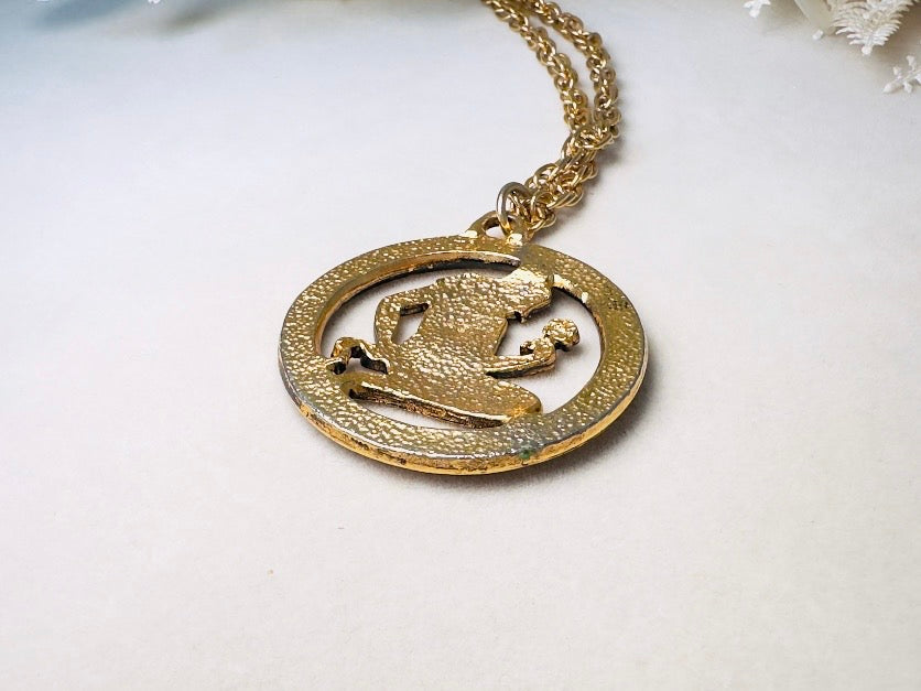 Virgo Pendant Necklace, Vintage Zodiac Necklace, Antique Gold August September Astrology Jewelry