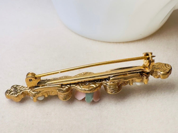 Vintage 1928 Jewelry Co. Pink Porcelain Rose Bar Pin Brooch – NOS on Original Card