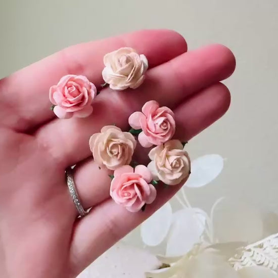 Whimsical Pink Rose Bobby Pins for Fairytale Weddings and Enchanting Event Video