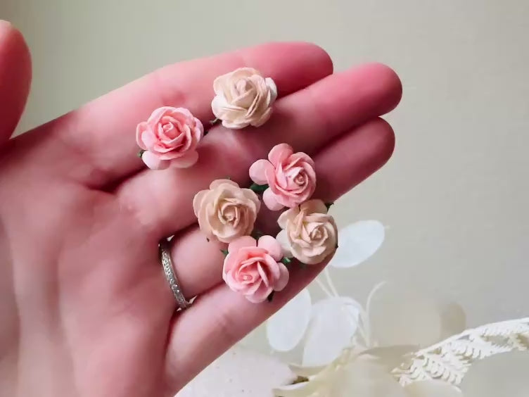 Whimsical Pink Rose Bobby Pins for Fairytale Weddings and Enchanting Event Video