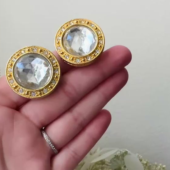 Oversized Vintage Rhinestone Earrings, 1980s Liz Claiborne LCI video