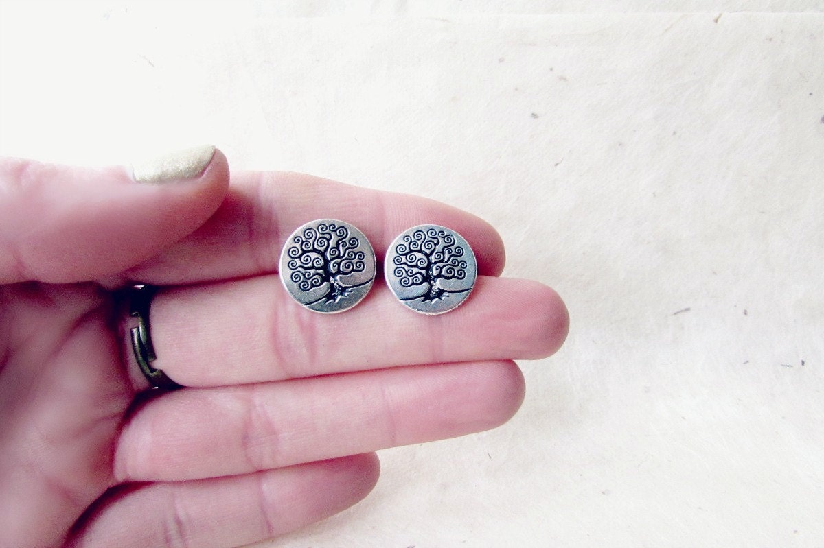 Tree of Life Earrings, Tree of Life Studs, Yggdrasil Earrings, Science Gifts, Norse Mythology Jewelry, Yggdrasil Tree Studs, Fertility Studs