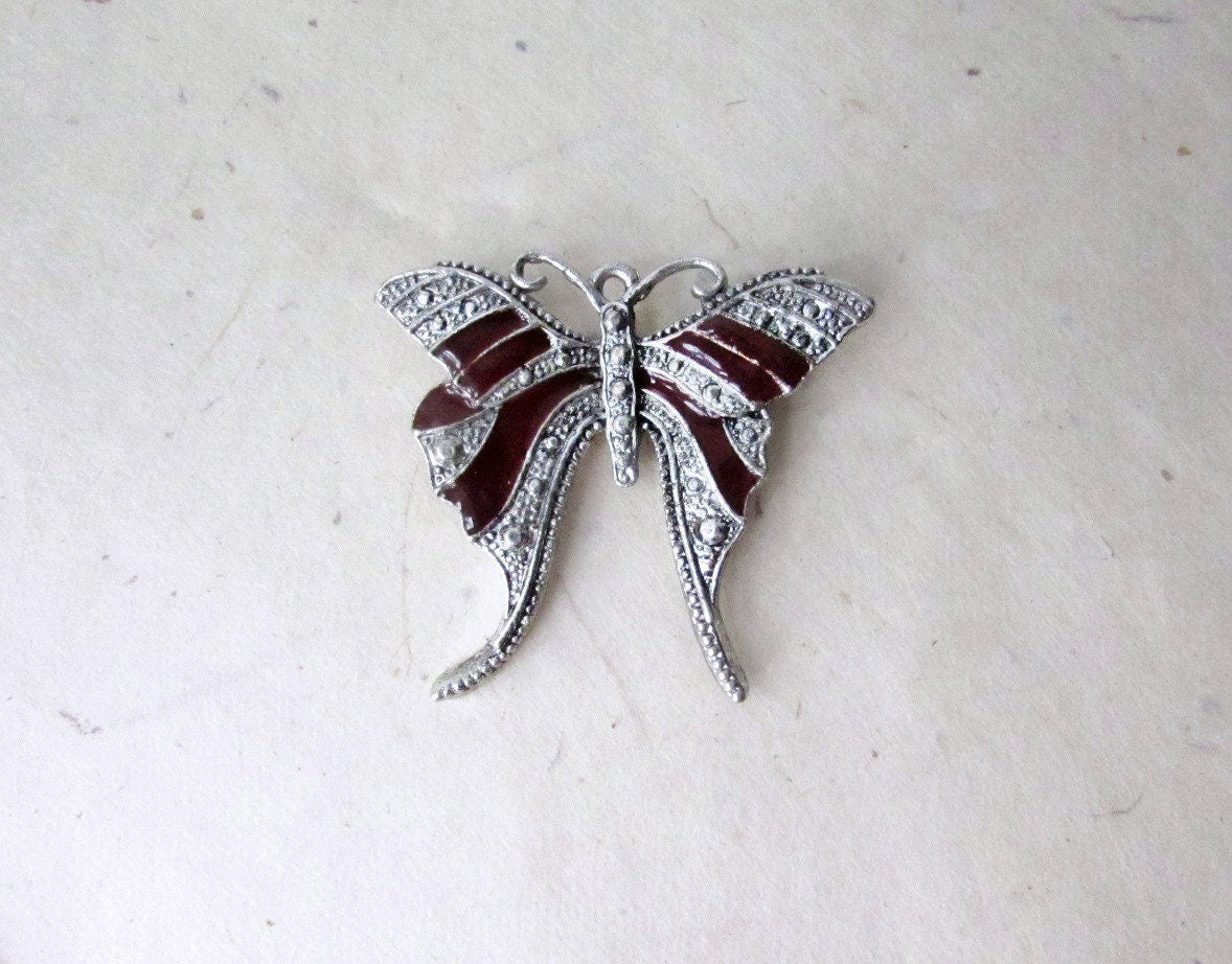 Butterfly Brooch Pin, Vintage Butterfly Pin, Vintage Brooch, Silver Butterfly, Whimsical Bridal Brooch, Enamel Brooch, Antique Silver Pin